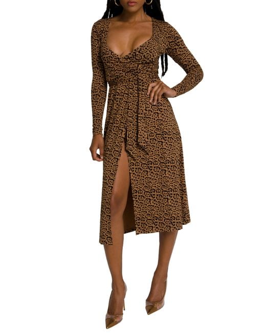 good american long sleeve wrap dress