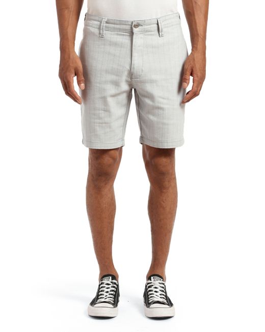 Mavi Gray Noah Stripe Stretch Twill Flat Front Shorts for men