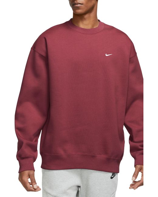Nike Red Solo Swoosh Oversize Crewneck Sweatshirt for men