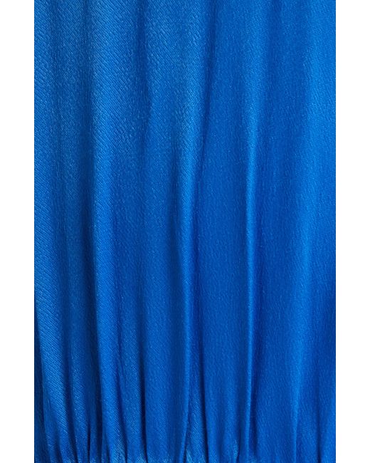 Nordstrom Blue Tiered Satin Halter Maxi Dress