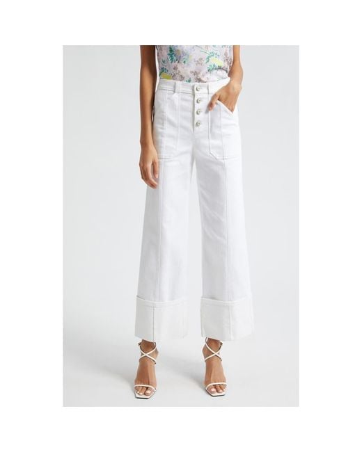 Cinq À Sept White Benji Wide Leg Jeans