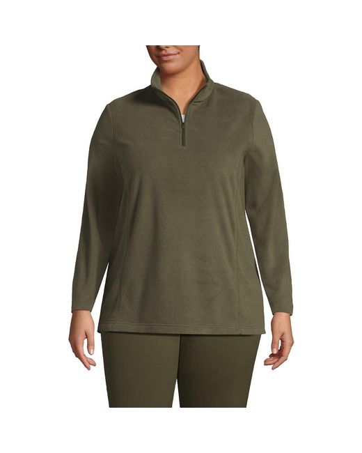 Lands' End Green Anyweather Fleece Quarter Zip Pullover