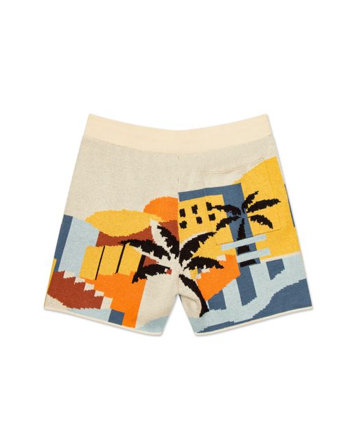 MAVRANS Orange Havana Sunset Knit Shorts for men