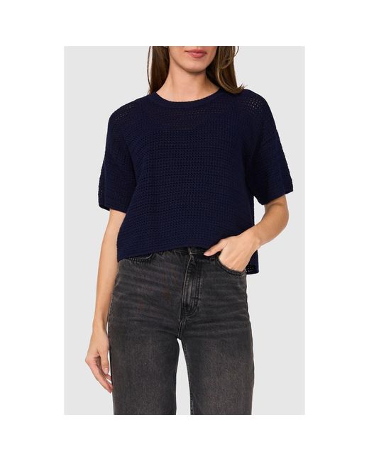 Halogen® Black Open Stitch Crewneck Sweater