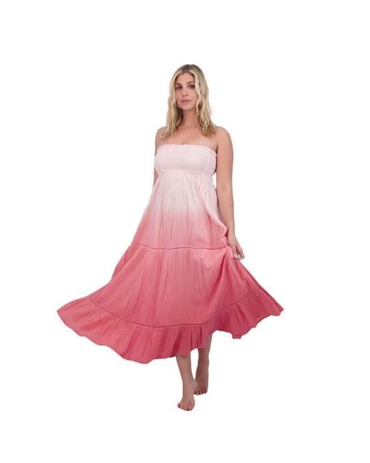 MER ST BARTH Women's Pink Fati Strapless Maxi Dress Rose Ombre