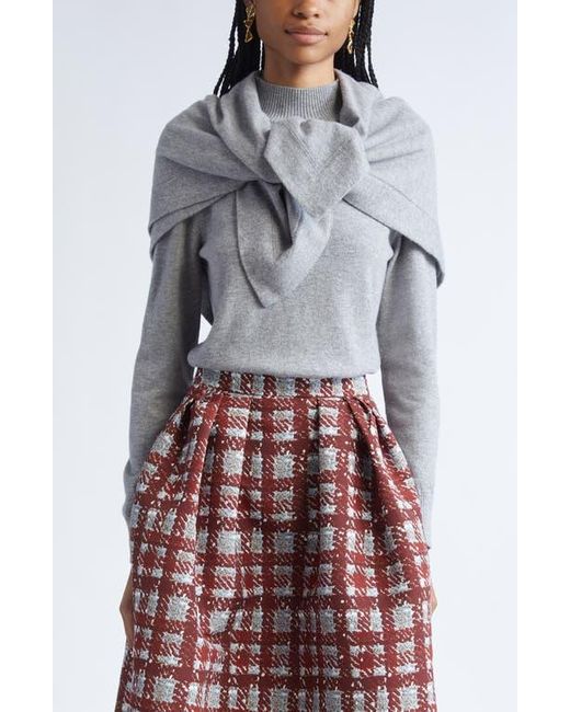 Oscar de la Renta Gray Cashmere Sweater With Removable Scarf