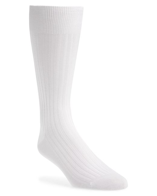 Pantherella White Cotton Blend Mid Calf Dress Socks for men