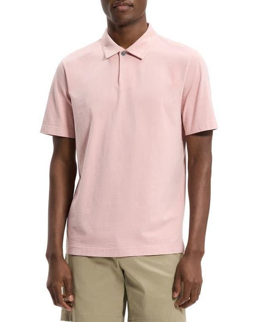 Theory Pink One Button Polo for men