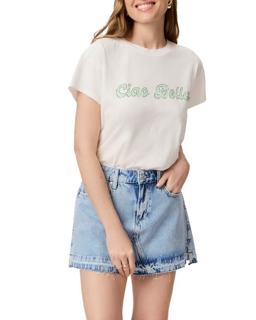PAIGE Blue Ren Ciao Bella Cotton & Linen Graphic T-shirt