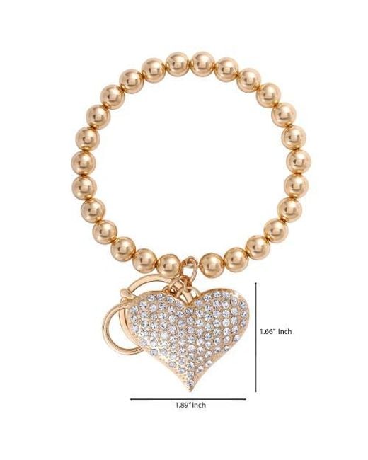 Jessica Simpson Metallic Heart Charm Stretch Keychain Bracelet