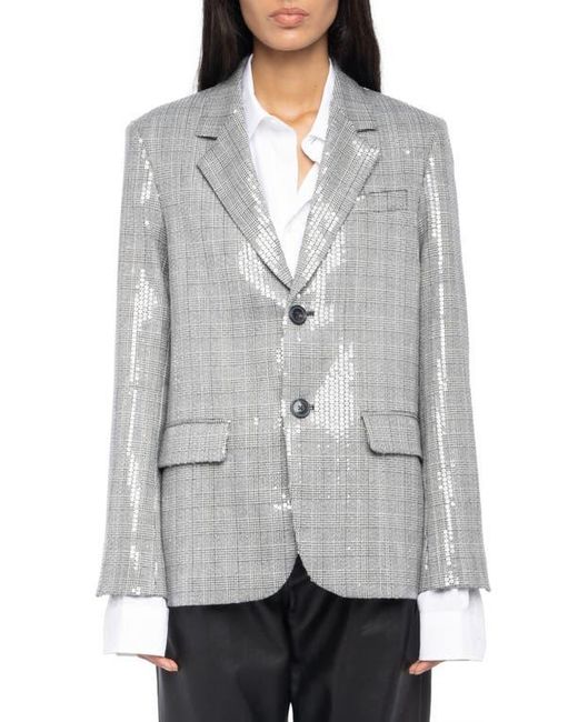 Zadig & Voltaire Gray Vanille Sequin Plaid Blazer