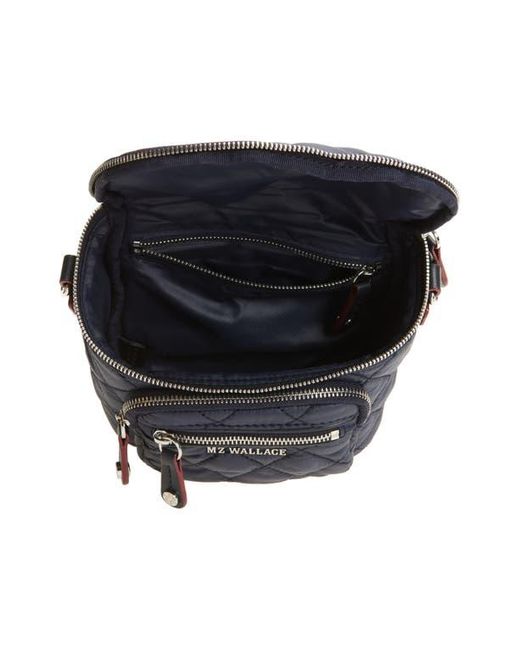 MZ Wallace Black Micro Crosby Diamond Quilted Nylon Sling Bag