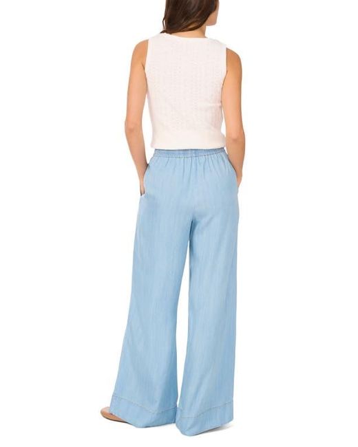 1.STATE Blue Pointelle Stitch Cotton Sweater Tank