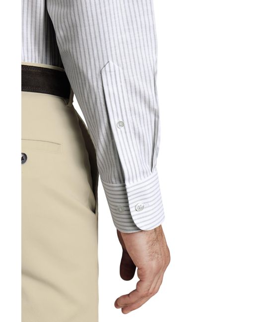 Charles Tyrwhitt Gray Slim Fit Button-down Collar Non-iron Stretch Stripe Oxford Shirt for men