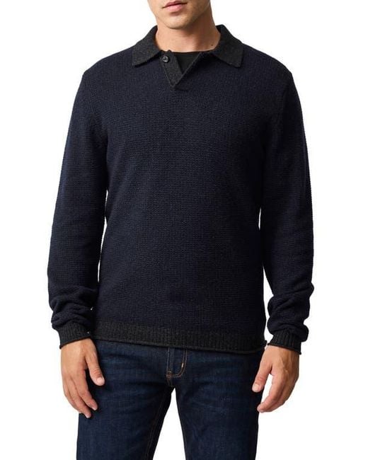 Rodd & Gunn Blue Marlin Cotton & Wool Blend Johnny Collar Sweater for men