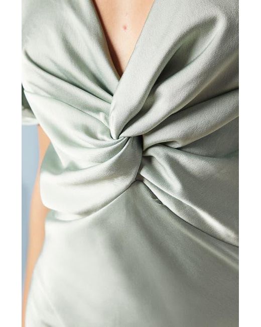 Oasis Blue Satin Midi Bridesmaids Dress