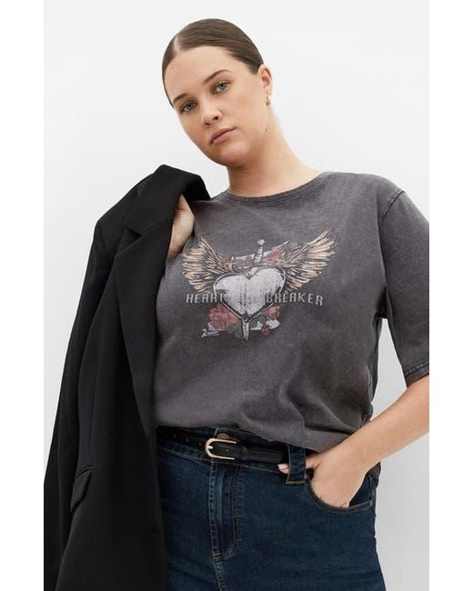 City Chic Gray Kyra Cotton Graphic T-Shirt