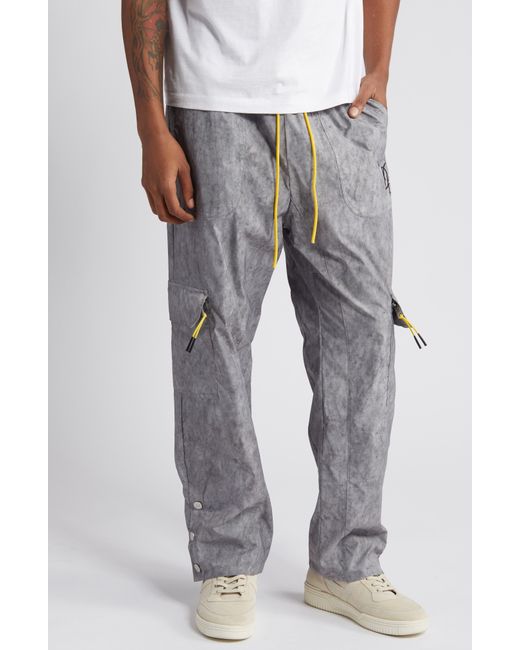 DIET STARTS MONDAY Gray Washed Drawstring Cargo Pants for men