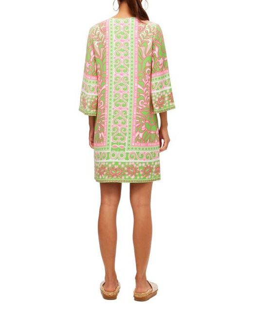 Trina Turk Yellow Zip Front Printed Botanical Shift Dress
