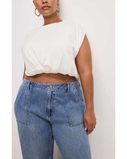 GOOD AMERICAN Blue Lite Drawstring Jeans