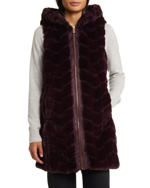 Via Spiga Purple Hooded Faux Fur Vest