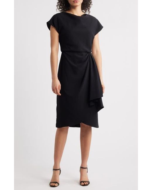 Amsale Black Cowl Neck Tulip Cocktail Dress