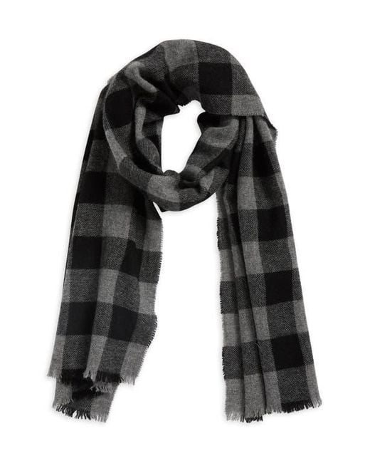 Vince Black Buffalo Check Cashmere Scarf for men