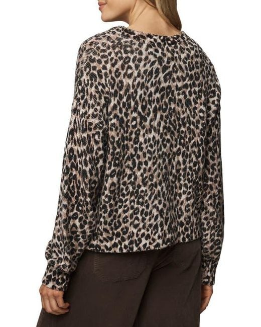 Splendid Black Delaney Leopard Print Crewneck Sweater
