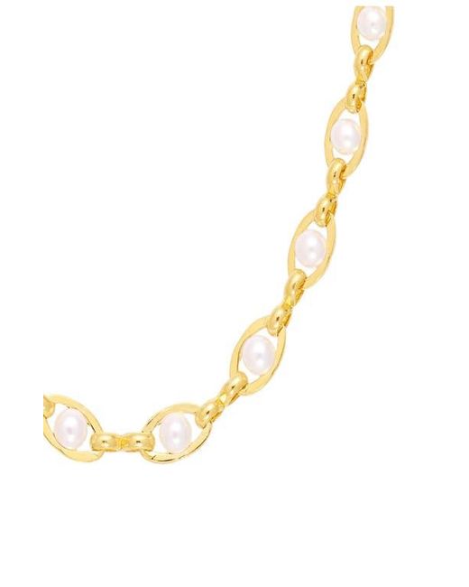 ATHRA LUXE Metallic Faux Pearl Chain Necklace