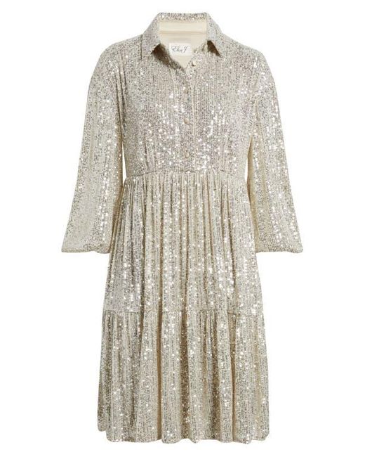 Eliza J Sequin Stripe Shirtdress in Gray | Lyst Eliza J Sequin Stripe Shirtdress in Gray | Lyst
