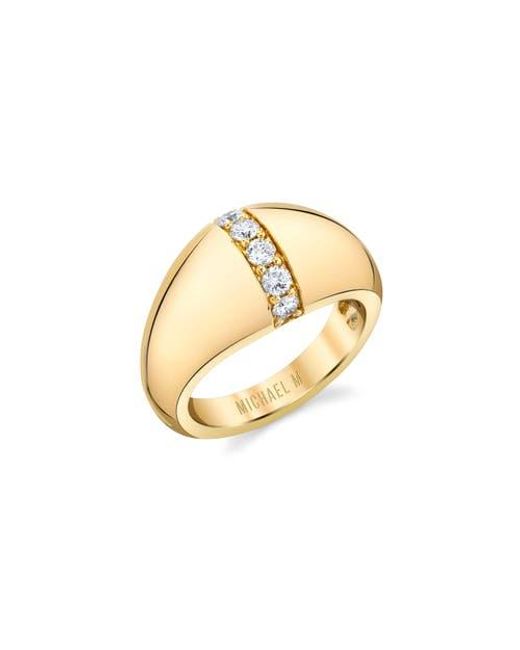 Michael M Metallic Orb Diamond Split Signet Ring