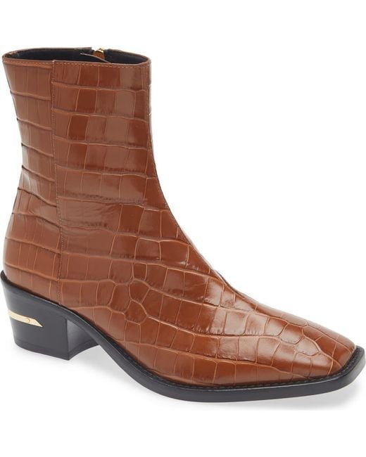 Amiri Brown Ma Logo Croc Embossed Boot for men