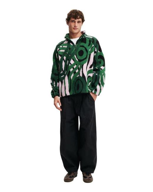 Cotton On Green Tylah Saunders Teddy 1/2 Zip Fleece for men