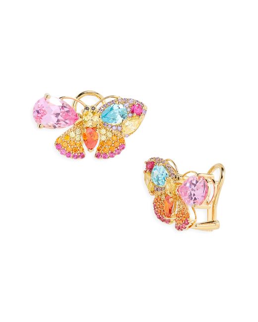 Judith Leiber White Crystal Butterfly Earrings