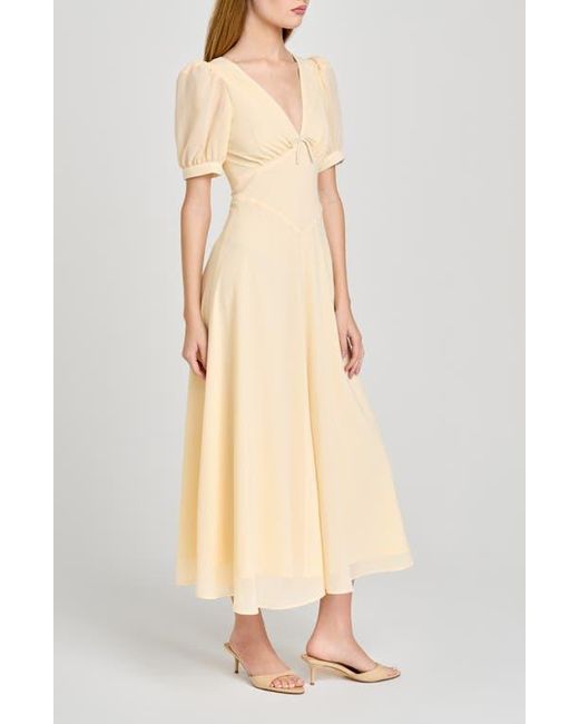 Wayf Juliana Short Sleeve A-Line Midi Dress in Natural | Lyst Wayf Juliana Short Sleeve A-Line Midi Dress in Natural | Lyst