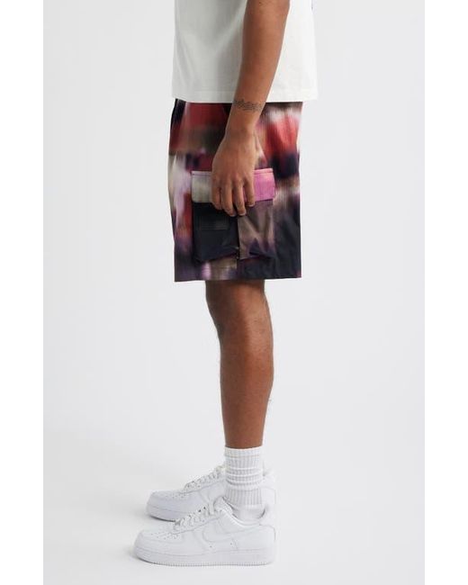 Criminal Damage Red Photo Print Shorts for men