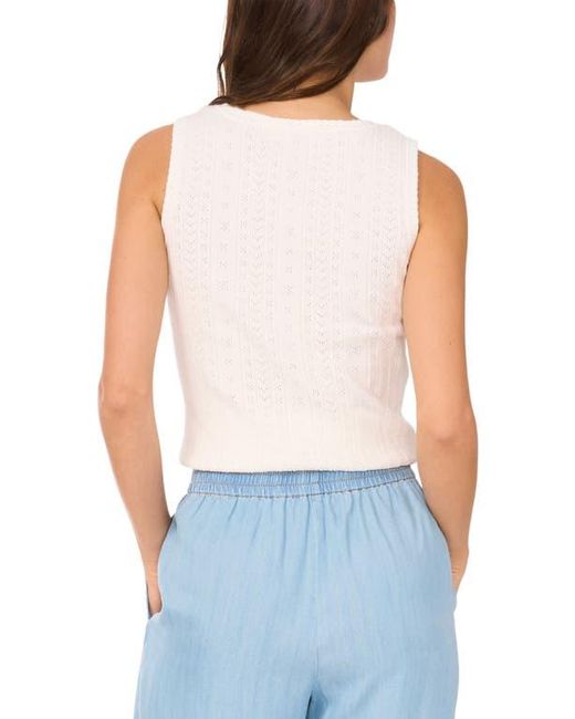 1.STATE Blue Pointelle Stitch Cotton Sweater Tank