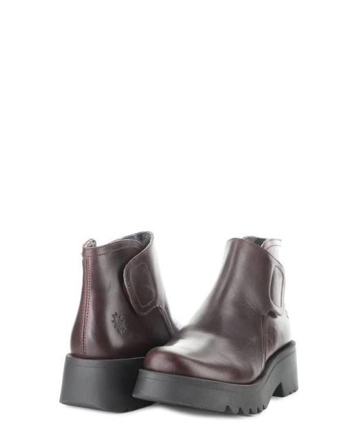 Fly London Purple Mufe Platform Wedge Bootie