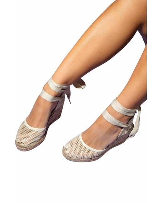 Forever & Always Shoes Blue Lions Mesh Leather Wedge Espadrilles Sandal