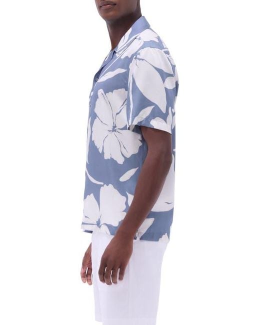 Bugatchi Blue Jackson Floral Lyocell Camp Shirt for men