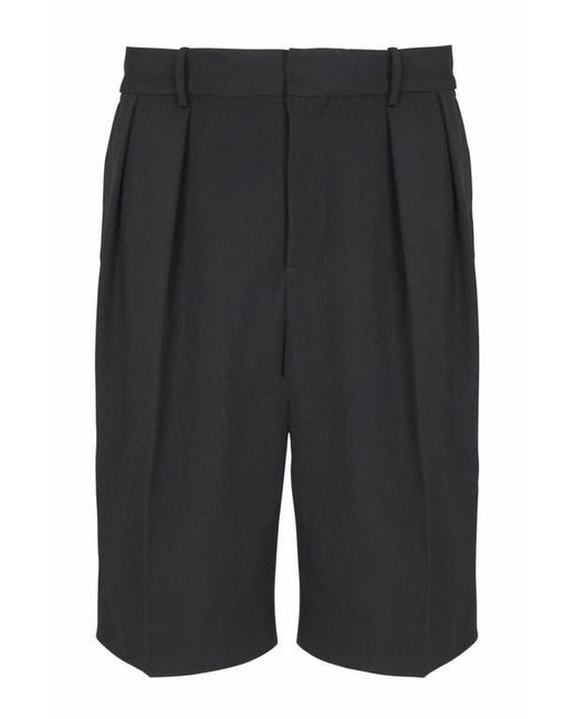 Balmain Black Grain De Poudre Pleated Bermuda Shorts for men