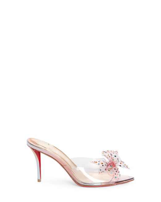 Christian Louboutin Pink Crystal Embellished Pointed Toe Slide Sandal