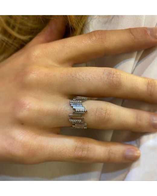 Spero London Metallic New Multiple Bar Sterling Ring