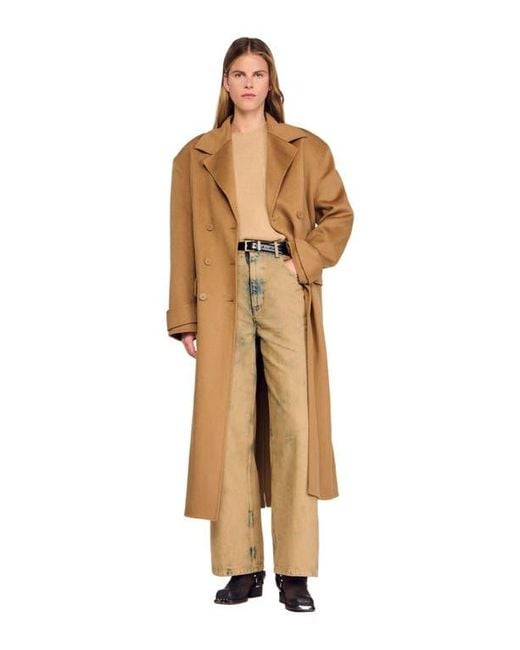 Sandro Natural Oversized Wool Coat