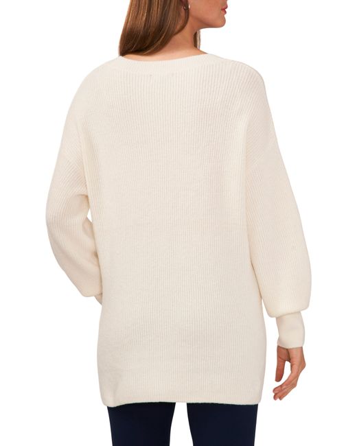 Halogen Halogen r V neck Tunic Sweater in White Lyst