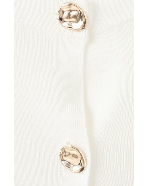 Mango White Front Button Cardigan