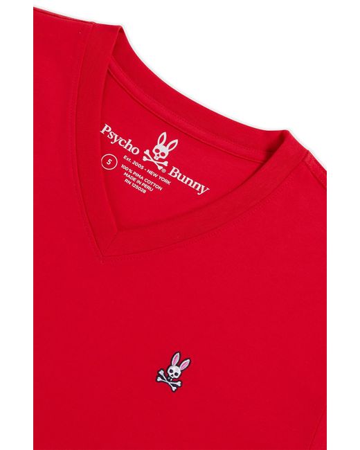 Psycho Bunny Red Classic V-neck T-shirt for men