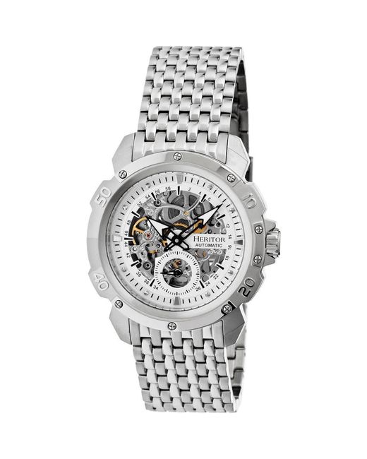 Heritor Metallic Conrad Skeleton Bracelet Watch for men