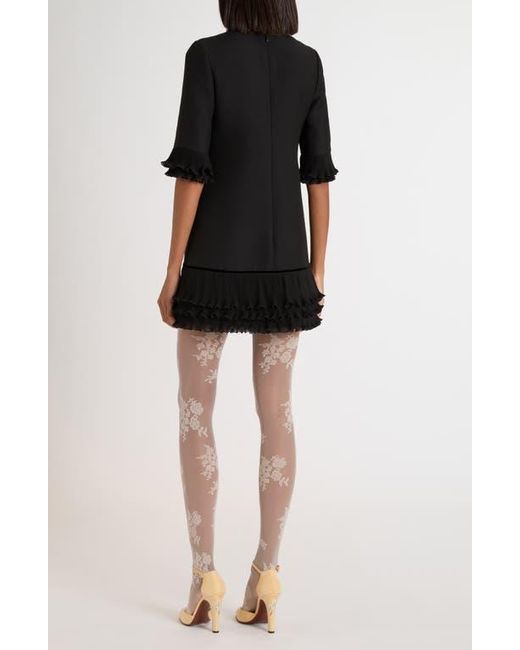 Valentino Garavani Black Ruffle Trim Crepe Couture Minidress