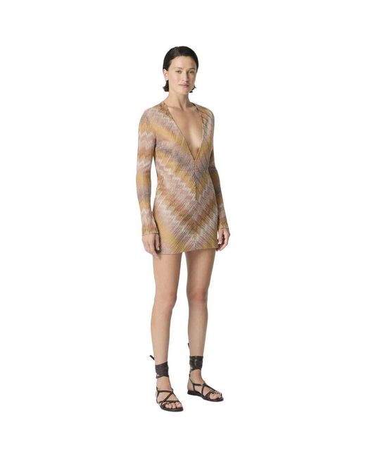 Missoni Women's Natural Long-Sleeved Mini Dress